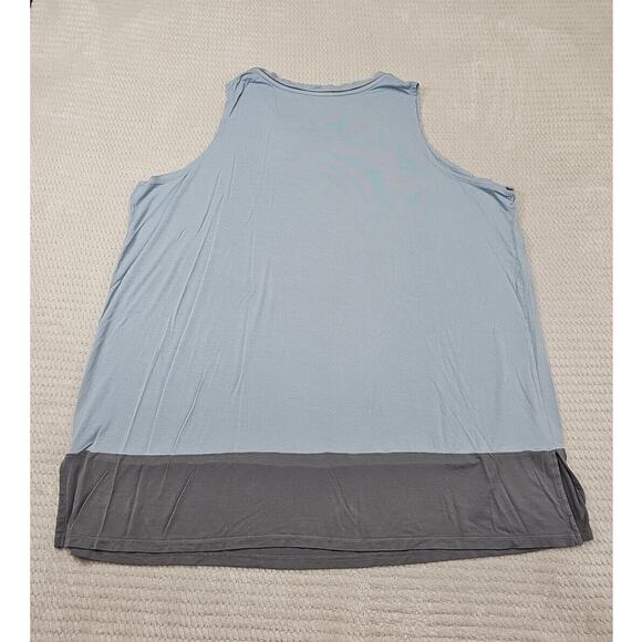 Logo Layers Shirt Womens 3X Sleeveless Tank Blue & Gray Color Block - Picture 6 of 7